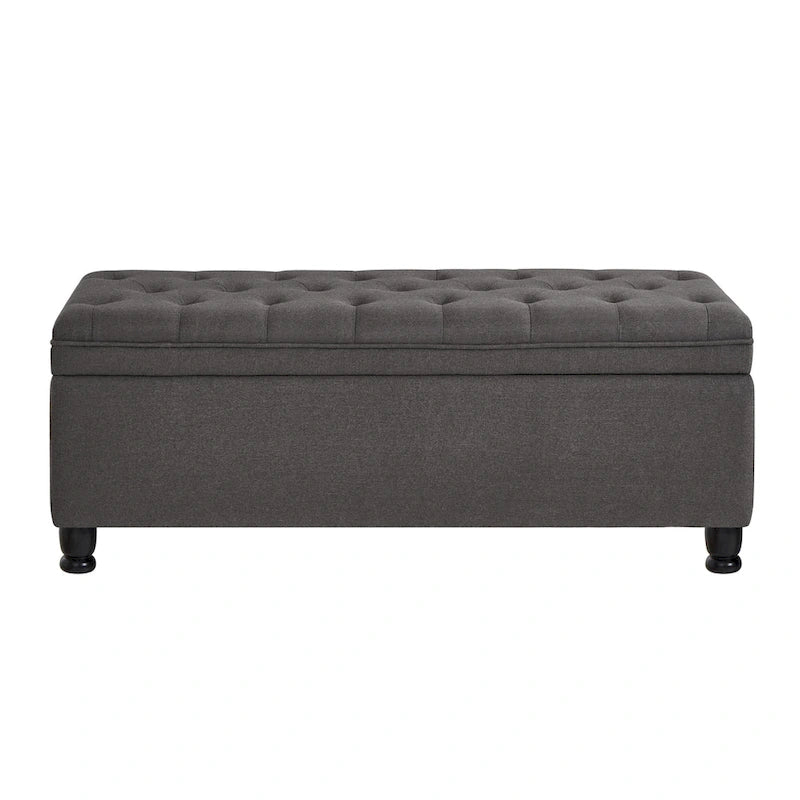 Banc de rangement capitonné en tissu avec boutons