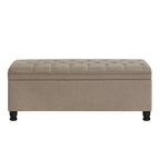 Banc de rangement capitonné en tissu avec boutons