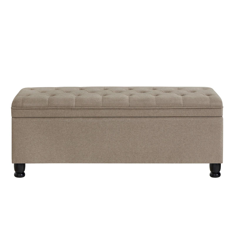 Banc de rangement capitonné en tissu avec boutons