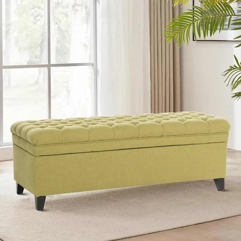 Classic Stylish Upholstered Storage Bench with Tufted Button Decoration Seat