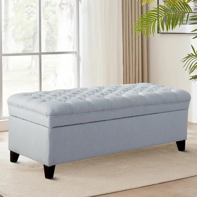 Classic Stylish Upholstered Storage Bench with Tufted Button Decoration Seat