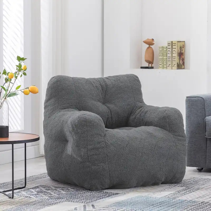 Fauteuil Poire en Fausse Fourrure — Canapé de Sol pour Salon, Chaise Longue pour Chambre à Coucher