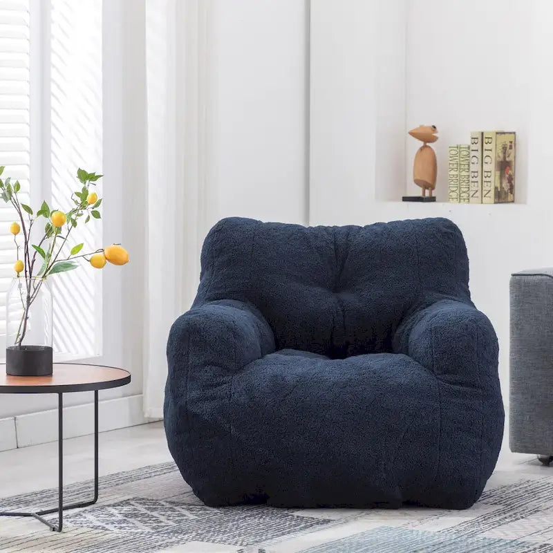 Faux Fur Bean Bag Chair — Living Room Floor Sofa, Bedroom Lounge Chair