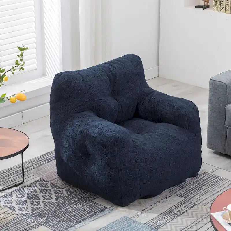 Faux Fur Bean Bag Chair — Living Room Floor Sofa, Bedroom Lounge Chair