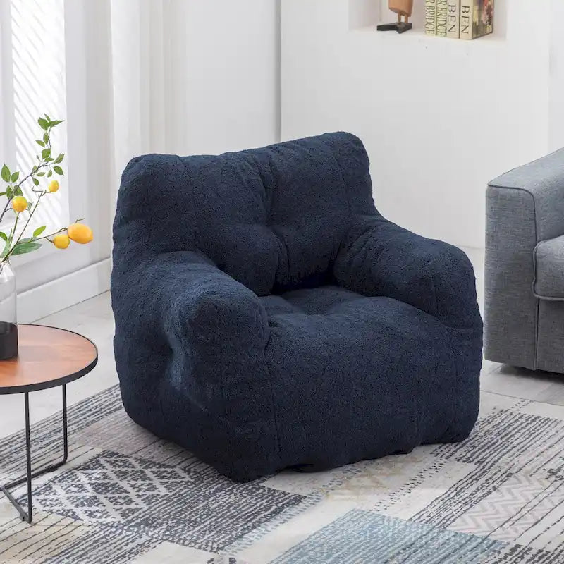 Faux Fur Bean Bag Chair — Living Room Floor Sofa, Bedroom Lounge Chair