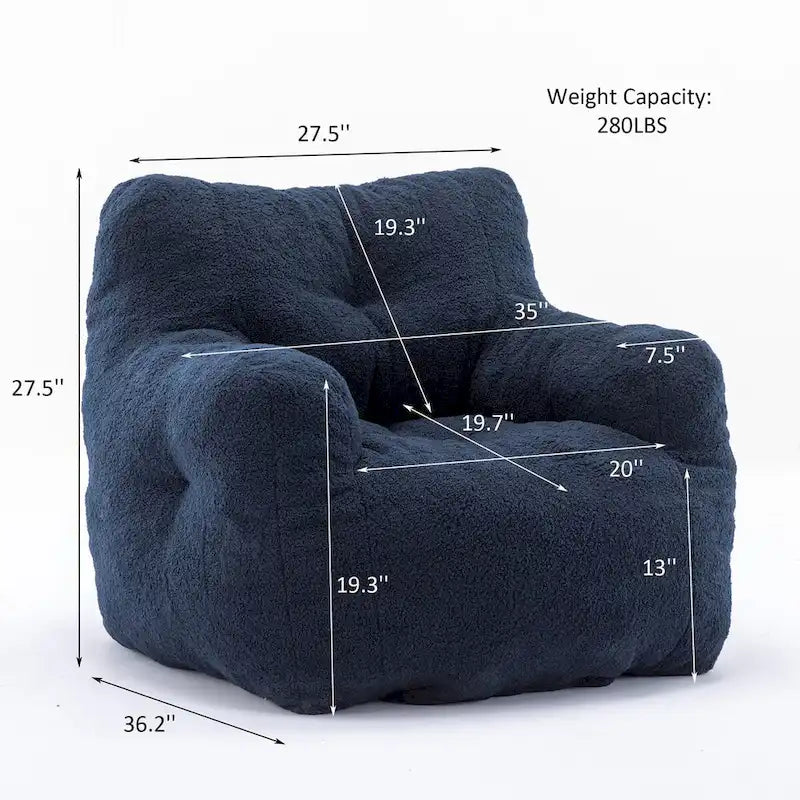 Faux Fur Bean Bag Chair — Living Room Floor Sofa, Bedroom Lounge Chair