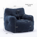Faux Fur Bean Bag Chair — Living Room Floor Sofa, Bedroom Lounge Chair