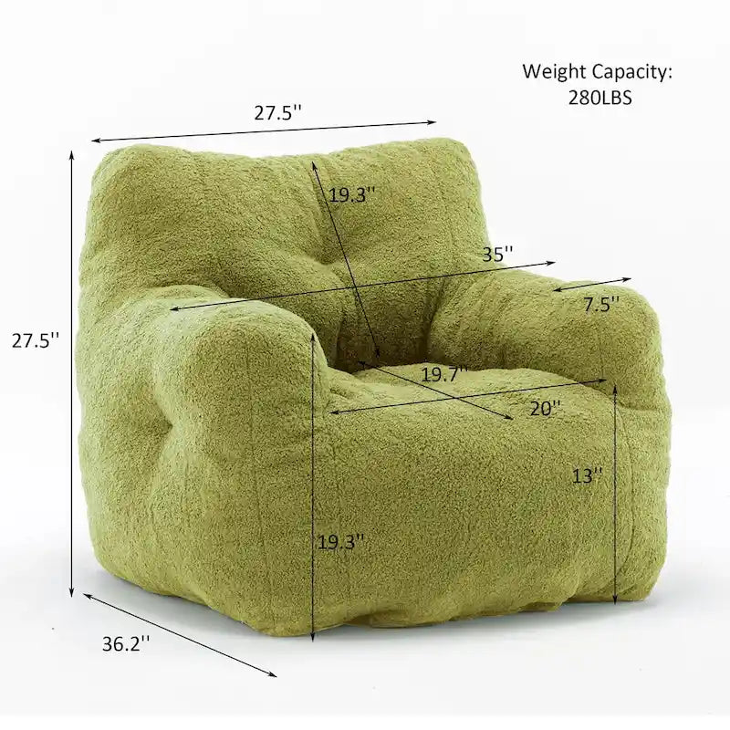 Faux Fur Bean Bag Chair — Living Room Floor Sofa, Bedroom Lounge Chair