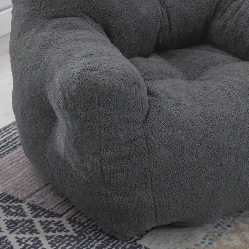 Faux Fur Bean Bag Chair — Living Room Floor Sofa, Bedroom Lounge Chair