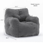 Faux Fur Bean Bag Chair — Living Room Floor Sofa, Bedroom Lounge Chair