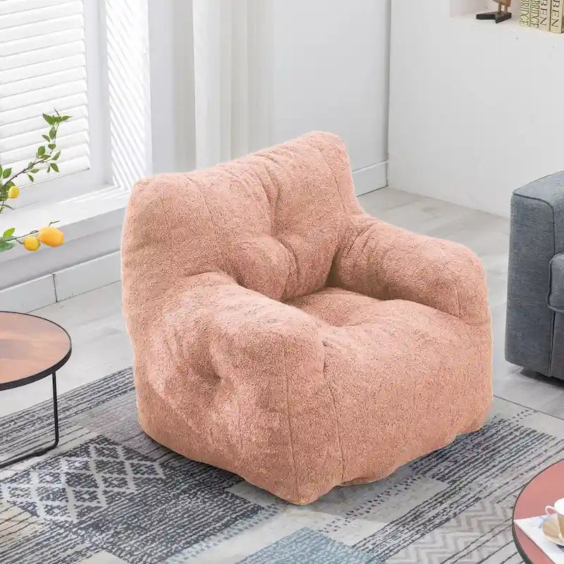 Faux Fur Bean Bag Chair — Living Room Floor Sofa, Bedroom Lounge Chair