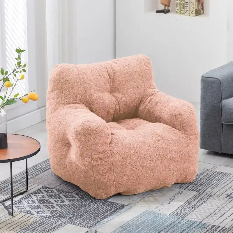 Faux Fur Bean Bag Chair — Living Room Floor Sofa, Bedroom Lounge Chair