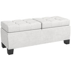 Banc de rangement ottoman, banc de bout de lit rembourré avec cadre en acier, banc de rangement capitonné avec charnières de sécurité