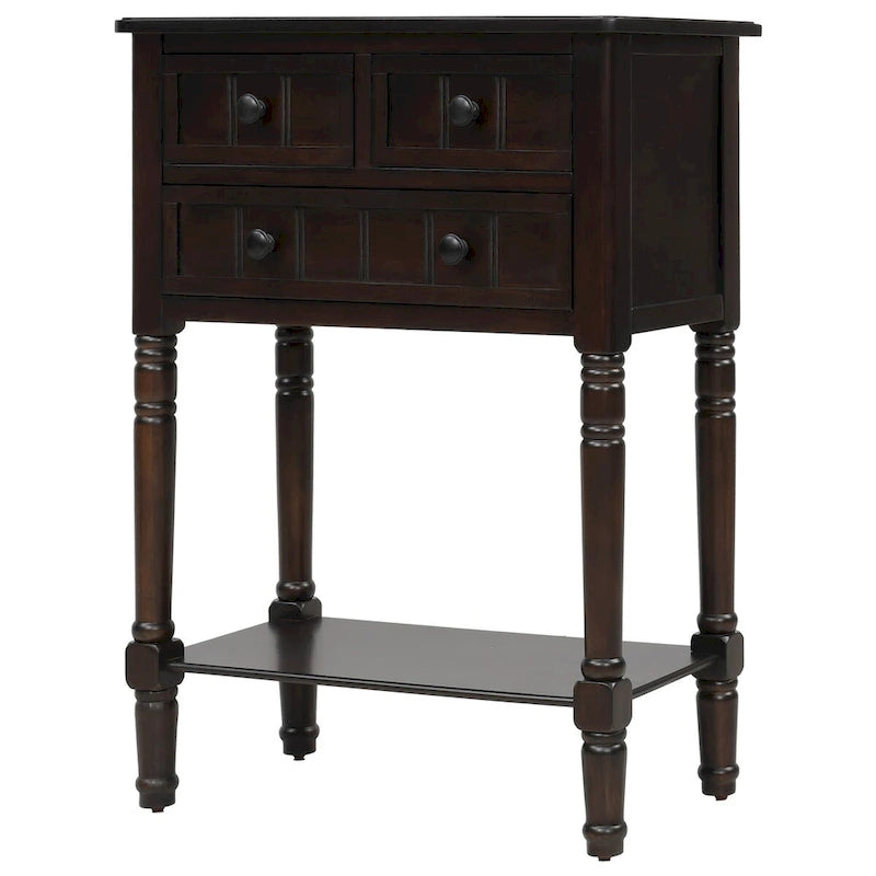 Table console/table d'appoint étroite et fine pour expresso avec 3 tiroirs et 1 étagère inférieure - 60,2 cm L x 33 cm l x 79 cm H