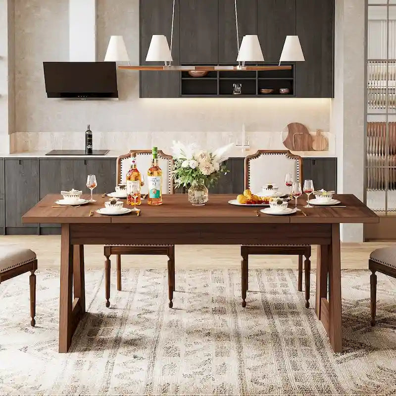 63-Inch Rectangular Dining Table Kitchen Table for Dining Room - Brown