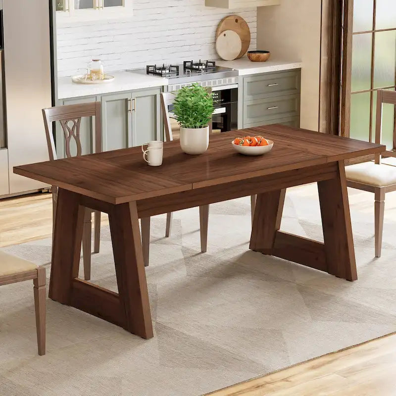 63-Inch Rectangular Dining Table Kitchen Table for Dining Room - Brown