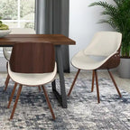 Chaise de salle à manger en bois — Similicuir crème (P 57,9 x L 53,1 x H 78,5 cm)