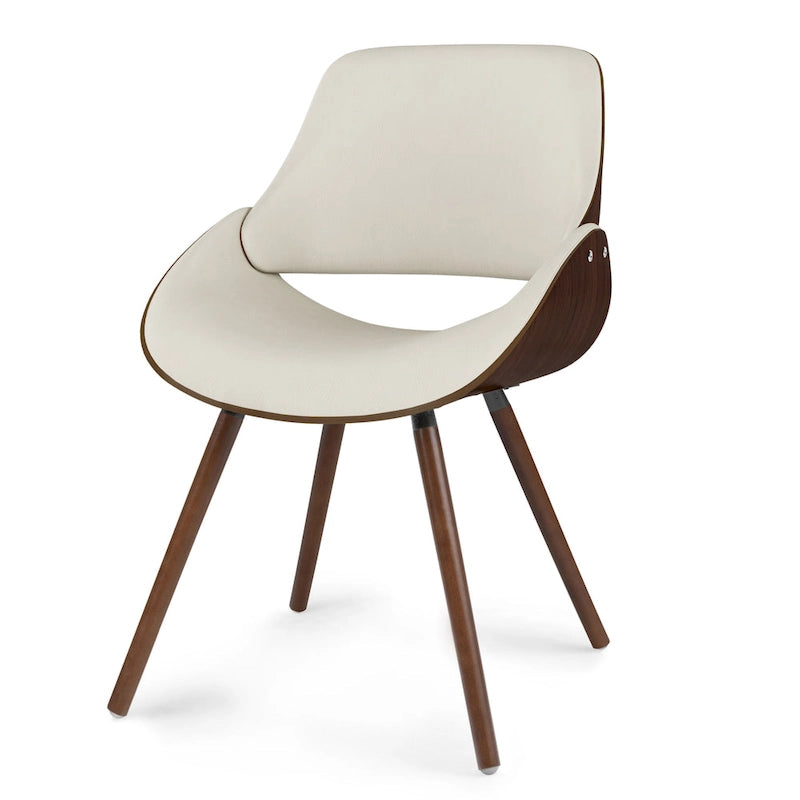 Chaise de salle à manger en bois — Similicuir crème (P 57,9 x L 53,1 x H 78,5 cm)