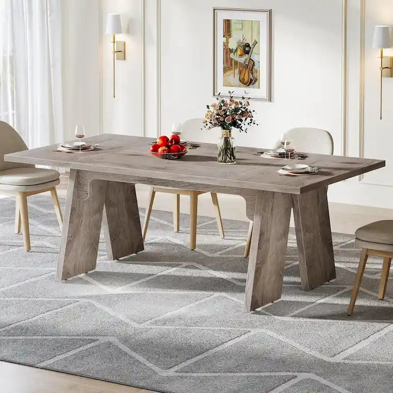 71 Large Farmhouse Dinning Table, Rectangular Dining Table for 6