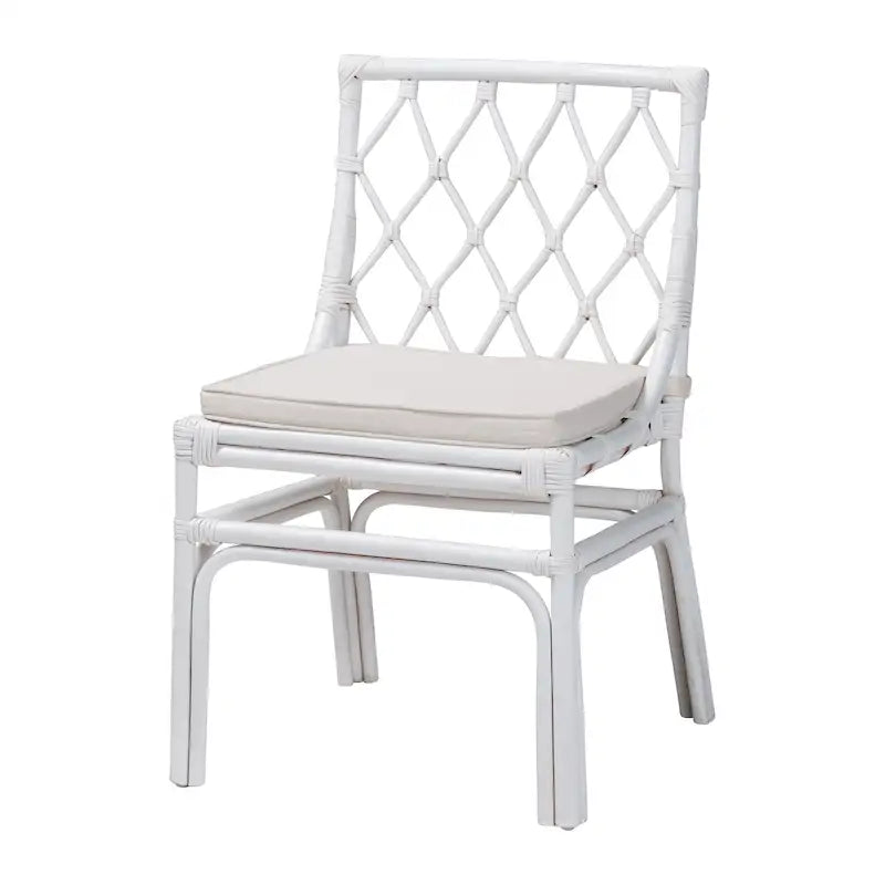 Chaise de salle à manger Bohème en rotin blanc
