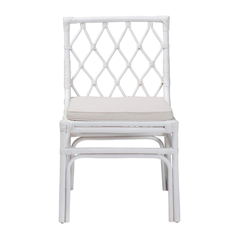 Chaise de salle à manger Bohème en rotin blanc