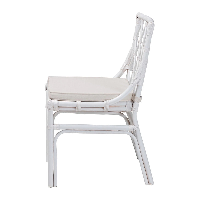 Chaise de salle à manger Bohème en rotin blanc