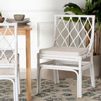 Chaise de salle à manger Bohème en rotin blanc