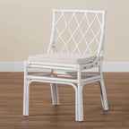 Chaise de salle à manger Bohème en rotin blanc