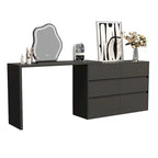 Commode pivotante 32,7H et bureau coiffeuse 6 tiroirs Blanc/Noir