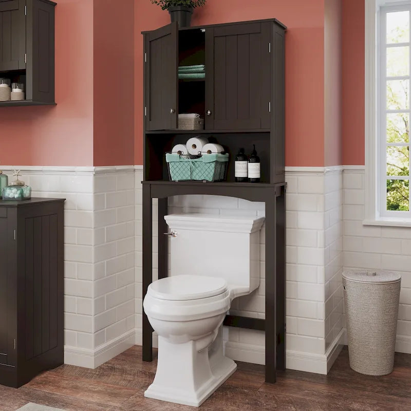 Étagère de salle de bain au-dessus des toilettes — Armoire à pharmacie murale avec étagères réglables