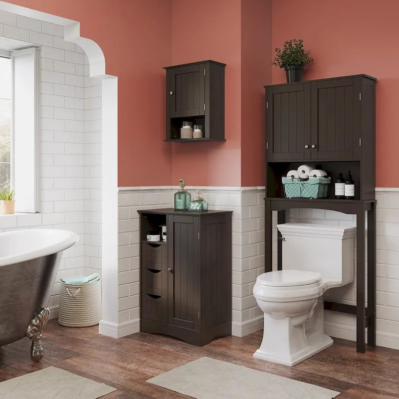 Étagère de salle de bain au-dessus des toilettes — Armoire à pharmacie murale avec étagères réglables