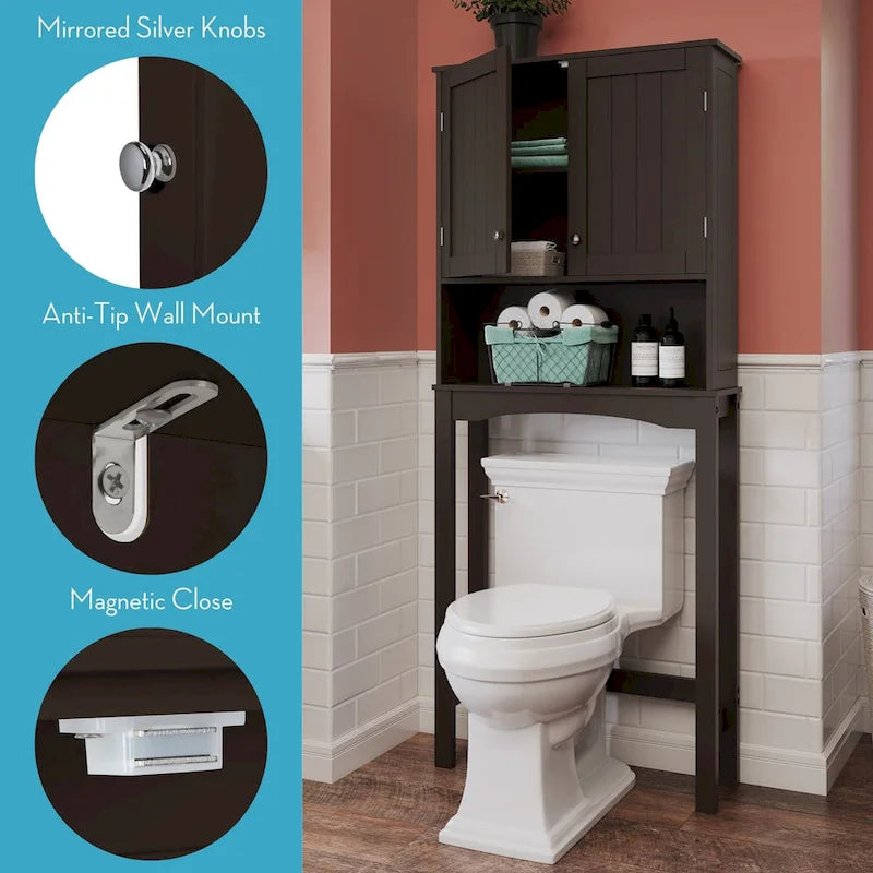Étagère de salle de bain au-dessus des toilettes — Armoire à pharmacie murale avec étagères réglables