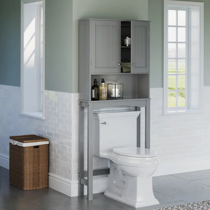 Étagère de salle de bain au-dessus des toilettes — Armoire à pharmacie murale avec étagères réglables