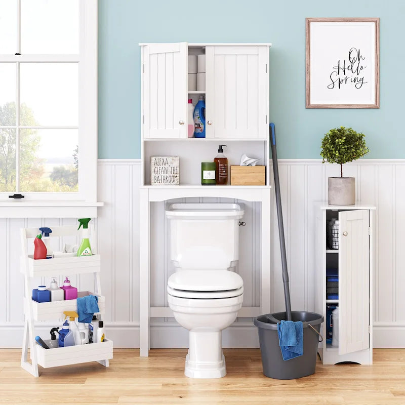 Étagère de salle de bain au-dessus des toilettes — Armoire à pharmacie murale avec étagères réglables