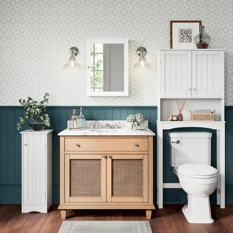 Étagère de salle de bain au-dessus des toilettes — Armoire à pharmacie murale avec étagères réglables