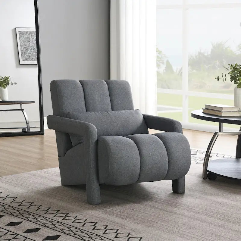 Modern Linen-Upholstered Accent Chair