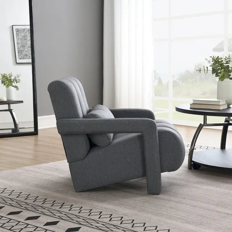 Modern Linen-Upholstered Accent Chair