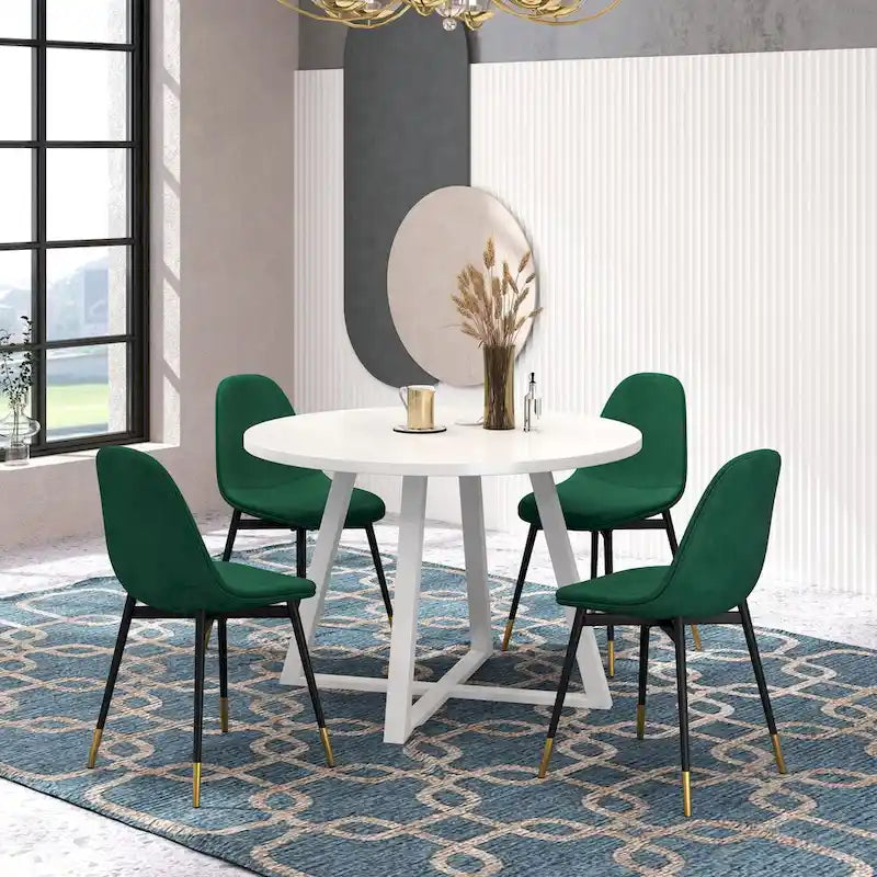 5-Piece Round Dining Set: Round Dining Table with Pedestal Base and Four Stylish Dining Chairs