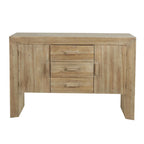 Meuble de rangement en bois : Enfilade deux portes, trois tiroirs (Grain de bois naturel) — Marron