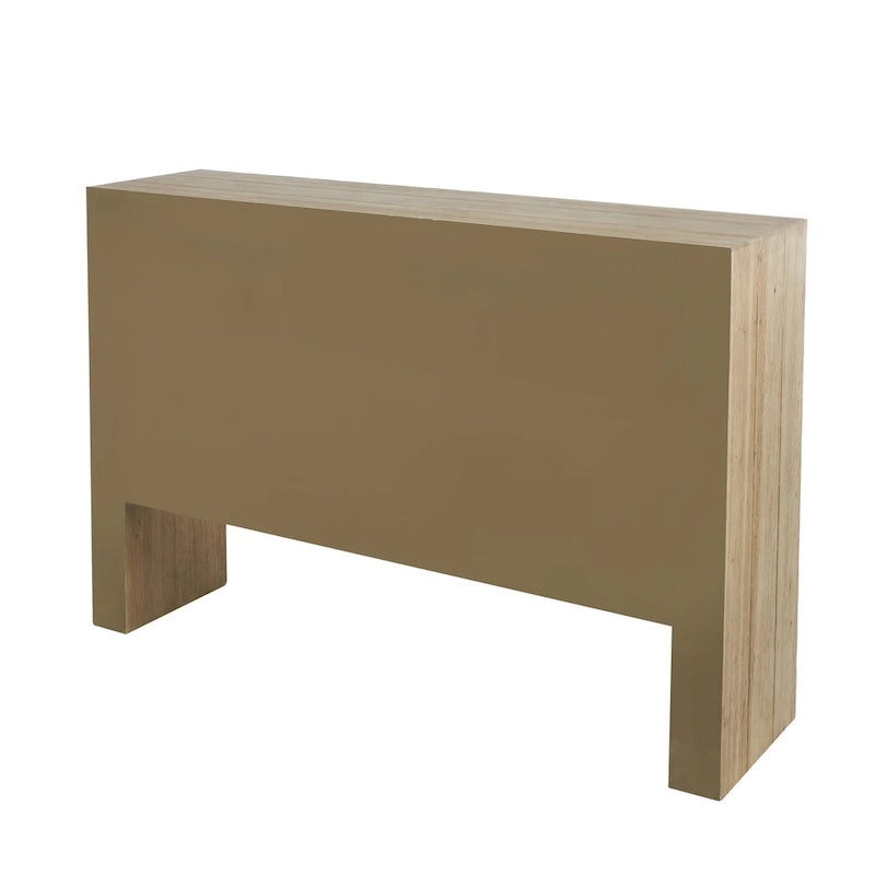 Meuble de rangement en bois : Enfilade deux portes, trois tiroirs (Grain de bois naturel) — Marron
