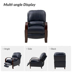 Fauteuil inclinable manuel Alex Mid-century Modern Cigar en cuir véritable avec accoudoirs incurvés en bois