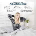 Cadre de lit réglable avec matelas en mousse à mémoire de forme au gel, massage double, ports USB, application, télécommande