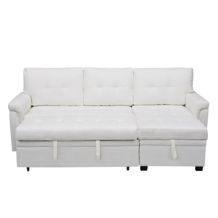 Canapé d'angle réversible avec lit gigogne, méridienne de rangement, pieds durables,