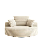 Fauteuil pivotant simple en velours côtelé et chenille avec rembourrage en mousse