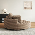 Fauteuil pivotant simple en velours côtelé et chenille avec rembourrage en mousse