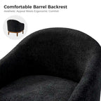 Fauteuil tonneau moderne Augus en bouclette avec pieds en bois massif par HULALA HOME