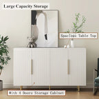 Bahut avec portes décoratives cannelées, buffet en bois avec poignées métalliques, meuble de rangement avec étagères réglables
