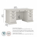 Bureau de direction Bush Furniture Saratoga avec tiroirs et rangements