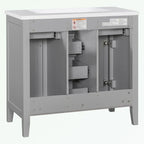 Meuble-lavabo avec vasque en céramique, deux placards et cinq tiroirs