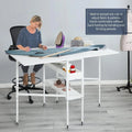 Table artisanale réglable en hauteur avec étagères de rangement, table de coupe pliante mobile pour bureau à domicile, salle de couture, salle d'artisanat